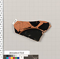 Terracotta fragment of a kylix (drinking cup), Attributed to Makron [DvB], Terracotta, Greek, Attic
