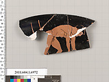 Terracotta rim fragment of a kylix (drinking cup), Terracotta, Greek, Attic