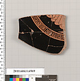 Terracotta fragment of a kylix (drinking cup), Terracotta, Greek, Attic