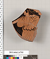 Terracotta fragment of a kylix (drinking cup), Terracotta, Greek, Attic
