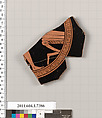 Terracotta fragment of a kylix (drinking cup), Terracotta, Greek, Attic