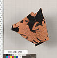 Terracotta fragment of a kylix (drinking cup), Attributed to the Tarquinia Painter [DvB], Terracotta, Greek, Attic