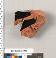 Terracotta fragment of a kylix (drinking cup), Terracotta, Greek, Attic