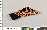 Terracotta fragment of a kylix (drinking cup), Terracotta, Greek, Attic