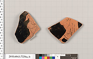 Terracotta fragments of a kylix (drinking cup), Attributed to Makron [DvB], Terracotta, Greek, Attic