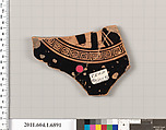 Terracotta fragment of a kylix (drinking cup), Terracotta, Greek, Attic