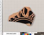 Terracotta fragment of a kylix (drinking cup), Terracotta, Greek, Attic