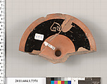 Terracotta fragment of a kylix (drinking cup), Terracotta, Greek, Attic