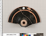 Terracotta fragment of a kylix (drinking cup), Terracotta, Greek, Attic
