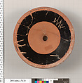 Terracotta fragment of a kylix (drinking cup), Terracotta, Greek, Attic