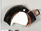 Terracotta fragment of a kylix (drinking cup), Attributed to the Oedipus Painter [DvB], Terracotta, Greek, Attic