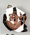 Terracotta fragments of a kylix (drinking cup), Attributed to the Painter of the Paris Gigantomachy [DvB], Terracotta, Greek, Attic