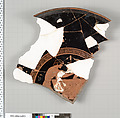 Terracotta fragment of a kylix (drinking cup), Terracotta, Greek, Attic