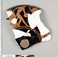 Terracotta fragment of a kylix (drinking cup), Terracotta, Greek, Attic