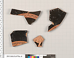 Terracotta fragments of a kylix (drinking cup), Terracotta, Greek, Attic