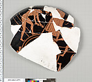 Terracotta fragment of a kylix (drinking cup), Terracotta, Greek, Attic