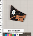 Terracotta fragment of a kylix (drinking cup), Terracotta, Greek, Attic