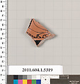 Terracotta fragment of a kylix (drinking cup), Terracotta, Greek, Attic