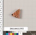 Terracotta fragment of a kylix (drinking cup), Terracotta, Greek, Attic