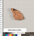 Terracotta fragment of a kylix (drinking cup), Attributed to the Pithos Painter [DvB], Terracotta, Greek, Attic