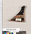 Terracotta fragment of a kylix (drinking cup), Terracotta, Greek, Attic