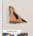Terracotta fragment of a kylix (drinking cup), Terracotta, Greek, Attic