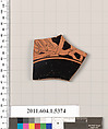 Terracotta fragment of a kylix (drinking cup), Terracotta, Greek, Attic