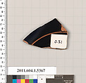 Terracotta fragment of a kylix (drinking cup), Terracotta, Greek, Attic