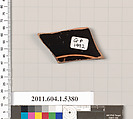 Terracotta fragment of a kylix (drinking cup), Terracotta, Greek, Attic