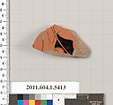 Terracotta fragment of a kylix (drinking cup), Terracotta, Greek, Attic