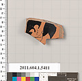 Terracotta fragment of a kylix (drinking cup), Terracotta, Greek, Attic