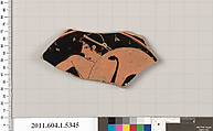 Terracotta fragment of a kylix (drinking cup), Terracotta, Greek, Attic
