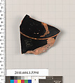 Terracotta fragment of a kylix (drinking cup), Terracotta, Greek, Attic