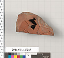 Terracotta fragment of a kylix (drinking cup), Terracotta, Greek, Attic