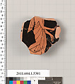 Terracotta fragment of a kylix (drinking cup), Terracotta, Greek, Attic