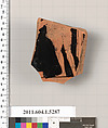 Terracotta fragment of a kylix (drinking cup), Terracotta, Greek, Attic