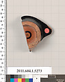Terracotta fragment of a kylix (drinking cup), Terracotta, Greek, Attic
