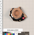 Terracotta fragment of a kylix (drinking cup), Terracotta, Greek, Attic