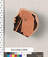 Terracotta fragment of a kylix (drinking cup), Terracotta, Greek, Attic