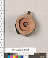 Terracotta fragment of a kylix (drinking cup), Terracotta, Greek, Attic