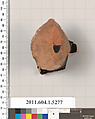 Terracotta fragment of a kylix (drinking cup), Terracotta, Greek, Attic
