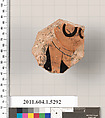 Terracotta fragment of a kylix (drinking cup), Terracotta, Greek, Attic
