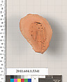 Terracotta fragment of a kylix (drinking cup), Terracotta, Greek, Attic