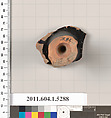 Terracotta fragment of a kylix (drinking cup), Terracotta, Greek, Attic