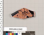 Terracotta fragment of a kylix (drinking cup), Terracotta, Greek, Attic