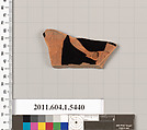 Terracotta fragment of a kylix (drinking cup), Terracotta, Greek, Attic