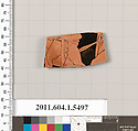 Terracotta fragment of a kylix (drinking cup), Terracotta, Greek, Attic