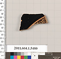 Terracotta fragment of a kylix (drinking cup), Terracotta, Greek, Attic