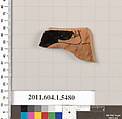 Terracotta fragment of a kylix (drinking cup), Terracotta, Greek, Attic