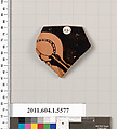 Terracotta rim fragment of a kylix (drinking cup), Terracotta, Greek, Attic